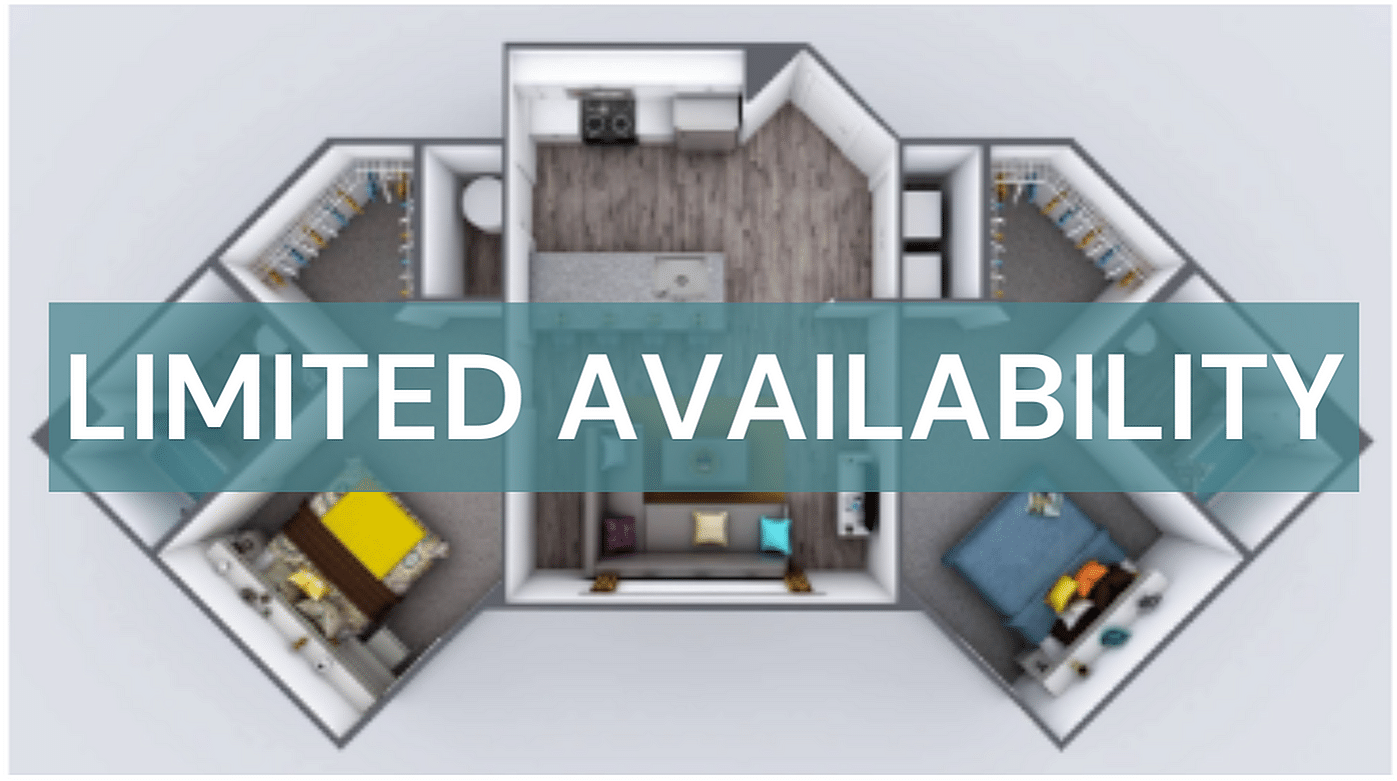 A 3D image of the 2BR/2BA – Premium floorplan, a 917 squarefoot, 2 bed / 2 bath unit